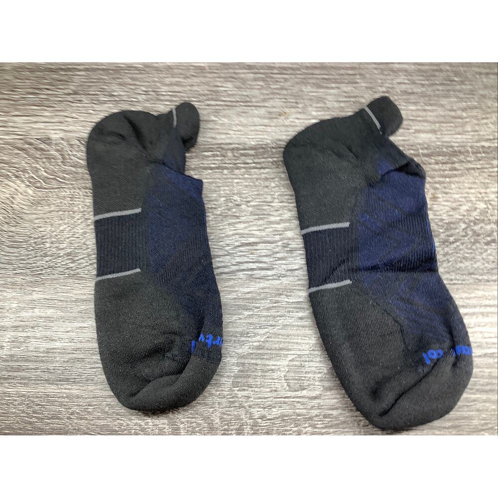 Smartwool Unisex Adult's Sz L Blac & Navy Run Low Ankle Socks B31-2
